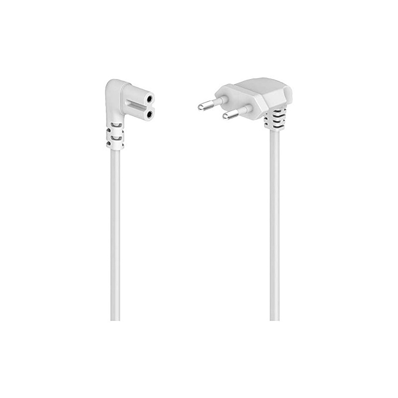 Hama Power cable, angled, 2 pin, Euro plug, 5 m