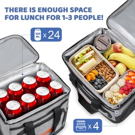 KAEFUYS 15L Insulated Cooler Bag Portable Lunch Bag Leakproof Soft Cooler for Work School Picnic Beach & Outdoor Use Grey