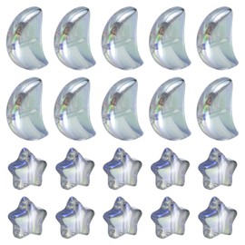 sourcing map 60Pcs Star Moon Shaped Beads, 2 Style Acrylic Spacer Assorted Beads Aesthetic Beads for Keychain Craft DIY, Clear Green