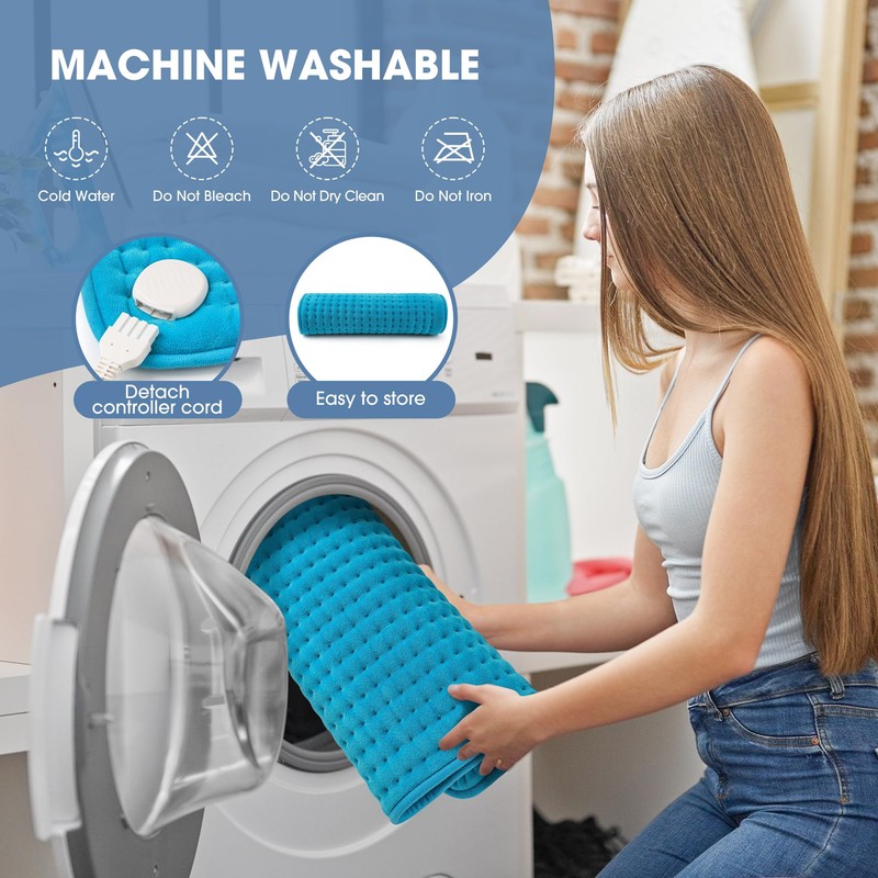 FluffyWarmth Heating Pad for Back, Blue 17''x33''