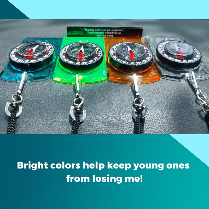 2pcs Blue Menjo Outdoors Magnetic Compass, Kids Hiking Gear Ideal