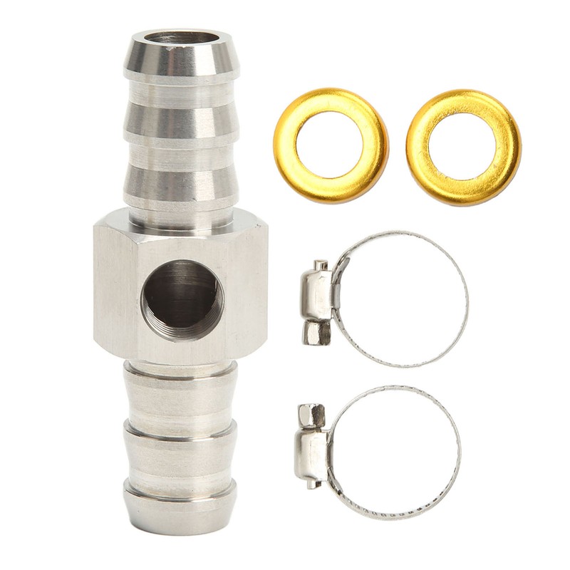 Fuel Line T Fitting Adapter 304 Stainless Steel Pressure Gauge