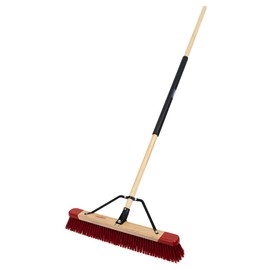 Harper 24 Inch Premium Indoor/Outdoor Wet/Dry, Dirt, Soil, Mulch All-Purpose Push Broom with Semi-Stiff Bristles, Grass and Oil, Wood Handle