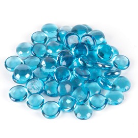 WGV Flat Marbles, Pebbles, Glass Gems for Vase Fillers, Wedding, Decoration, Crystal Rocks, Aqua (10 Pounds, Approx 1000 pcs)