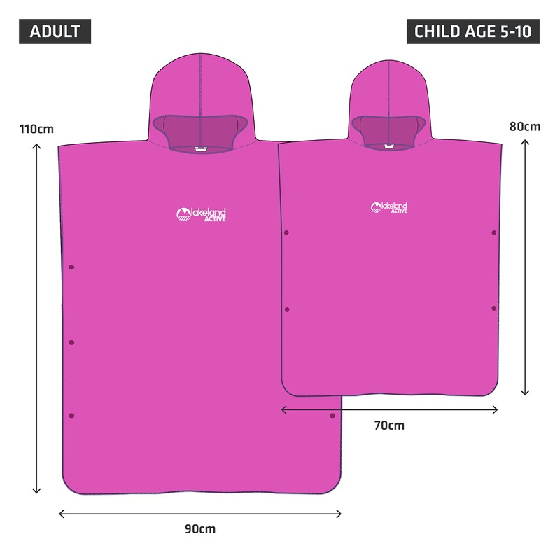 Lakeland Active Patterdale Hooded Changing Poncho Towel - Pink -