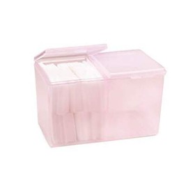 2 Grids Plastic Cotton Pad Organizer Holder Dispenser Makeup Organizer Cotton Swab Holder Container Cosmetic Storage Nail Art Organizer 2 Grids Storage Box Pink