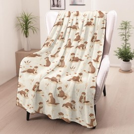 Otter Gifts, Cute Otter Blanket for Adults Women Kids, 50x60 in, Cozy Fuzzy Warm Soft Throw Blankets for Bedroom, Camping, Couch, Decor
