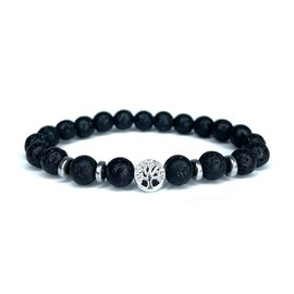 Lava Stone Bracelet with Tree of Life - Natural Stones for Women and Men, Jewellery Elegance and Energy Protection, Original Jewellery Gift, Unique, Stone, Tiger's eye