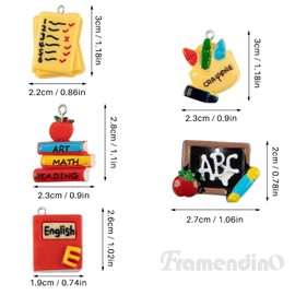 Framendino, 25 Pack School Best Teacher or Student Charms for Jewelry Making Keychain Bracelets Earrings Necklaces 5 Styles