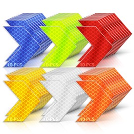 Reflective Stickers, 60 Pcs Night Warning Stickers, Outdoor Reflective Stickers for Vehicles, Cars, Motorcycles, Bicycles (6 Colors, Arrow)