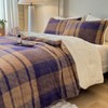 Cyusri Plaid Sherpa Comforter Set 3Pcs Fluffy Warm Fleece Down