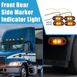 X AUTOHAUX Front Rear Side Marker Light 2 LED Waterproof Outdoor Oval Position Lamp for Truck Camper Van Lorry RV Plastic Amber (Set of 8)