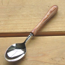 Nagao Tsubamesanjo Boston Teaspoon, 5.4 inches (13.8 cm), 18-8 Stainless Steel, Laminated Reinforced Wood, Made in Japan