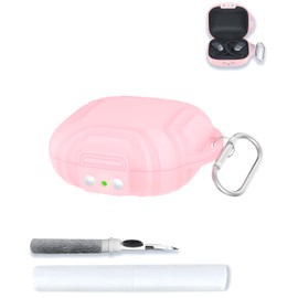 WUNIAK Case for SHOKZ OpenFit Air - Open-Ear Headphones, Soft Silicone Protective Portable Scratch Shock Resistant Compatible with Hard Shell with Cleaner Kit & Carabiner,Pink