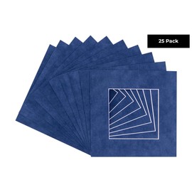 Poster Palooza 5x5 Mat For 7x7 Frame - Precut Navy Suede Square Shaped Photo Mat Board Opening - Acid Free Matte to Protect Your Pictures - Bevel Cut for Family Photos, Pack of 25 Matboards