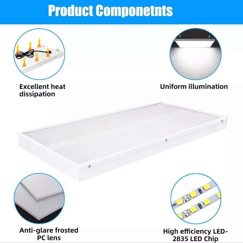 WYZM LED Linear High Bay Light 2FT, 100W 16000LM Adjustable