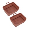 2 Pcs Silicone Air Cooker Pot with Handle Rectangular Fryer