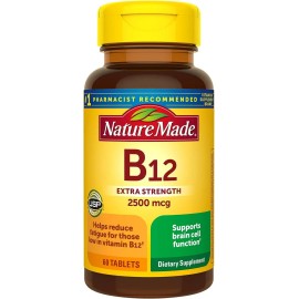Nature Made Vitamina B12 Extra Strenght 2500 Mcg 60 Tabletas Suplemento Con Vitamina Del Complejo B Que Ayudan A Descomponer Los Alimentos En Energa  