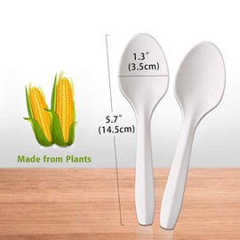 Eco-Friendly Compostable Spoons 150 Pieces Disposable Spoons Made from Starch Durable and Heat Resistant Biodegradable Utensils Great for Party Restaurant Suppluies or Daily Use