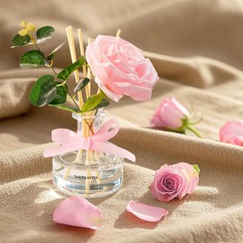 Saussavita Reed Diffusers Set, 7.10 oz Rose Water Scented Diffuser with 7 Sticks, Long Lasting Home Fragrance for 120 Days, Perfect for Bathroom, Shelf Decor, Air Fresheners