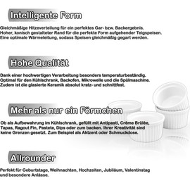 4 x Bowls, Diameter 9 cm, Made of Ceramic, Oven-Safe, Creme Brulee Dessert Bowl, Pasties, Tapas, Soufflé Casserole Moulds (Pack of 4)