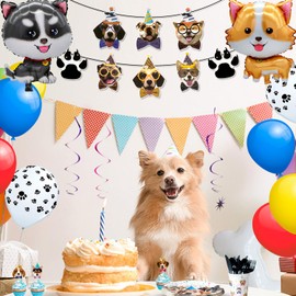 Puppy Dog Birthday Party Supplies,148pcs Dog Party Decorations & Dog Birthday Party Tableware Set- Dog Birthday Banner,Puppy Balloons&Puppy Party Plates Cups Table Cloth etc Dog Themed Party Supplies
