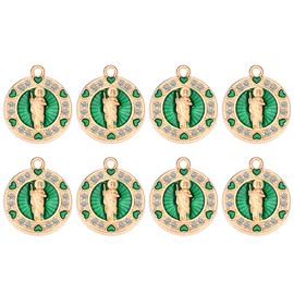 40pcs San Judas Tadeo Charms Saint Jude Pendant for DIY Jewelry Making, Zinc Alloy with Green Enamel, Ideal for Necklace, Keychain, and Craft Projects (gold)