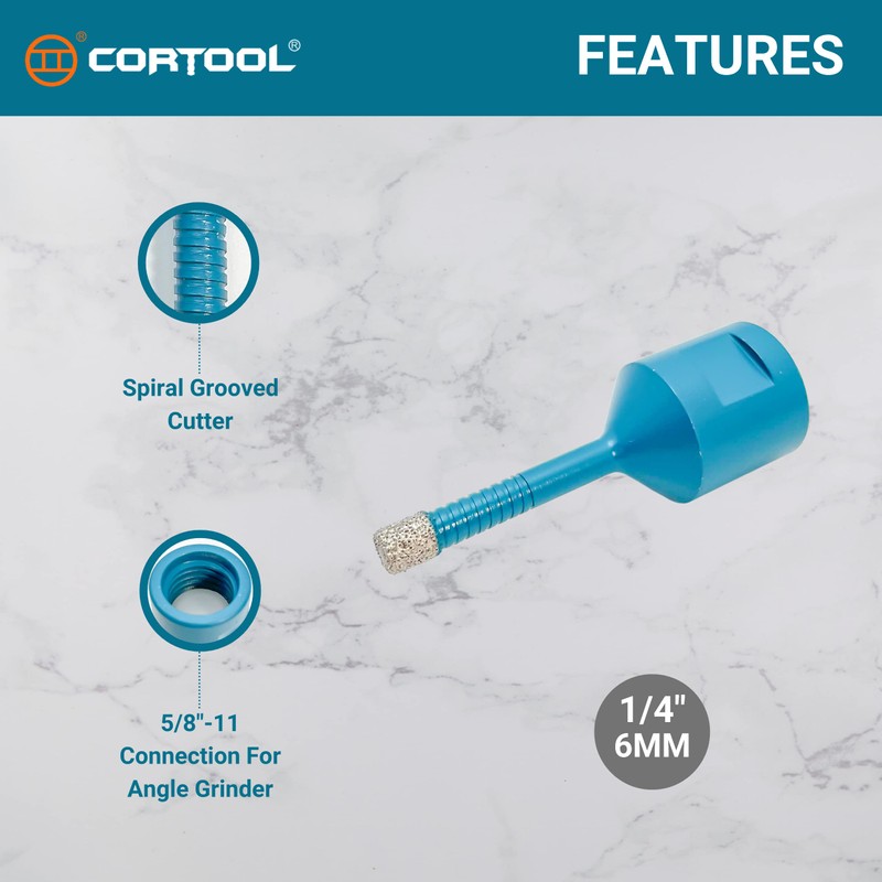CORTOOL Dry Diamond Drill Bits 1/4 Inch for Porcelain Tile