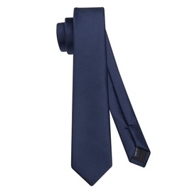 HISDERN Tie Men's Slim Ties for Men Solid Silk Tie Classic Formal Tie for Wedding Party Business 6 cm, navy blue