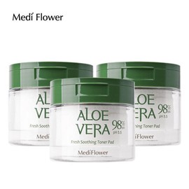 Mediflower Aloe Vera Fresh Soothing Toner Pads 60 sheets x 3 / 메디플라워 알로에베라 프레쉬 수딩 토너패드 60매x3개