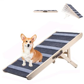 Dog Ramp, Folding Portable Pet Ramp for Dogs and Cats, 43.3" Long High Traction Dog Ramps for Car Bed Couch, 5 Adjustable Height from 15.35” to 23.23”, Rated for 132 lbs