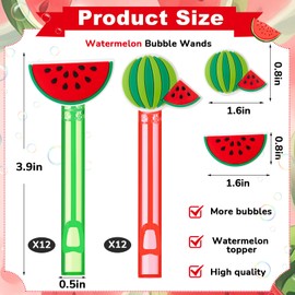 Rotatingpals 24 Pcs Watermelon Bubble Wands Mini Bubble Wands Bulk Watermelon Bubbles Party Favors Bulk Watermelon Fruit Summer Theme Party Supplies Toys Gifts for Birthday Wedding Party