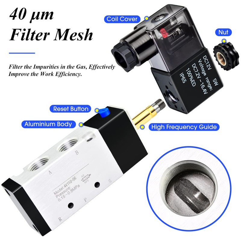 ERGAOBOY 1/8 Inch BSP 12 V Single Coil, Pilot Controlled,