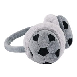 iNszkoos Children's Plush Earmuffs, Cold Weather Protection, Windproof and Warm Football Pattern, Ear Warmers, Outdoor Activities, Ear Flap, Cartoon Earmuffs for Boys and Girls, gray