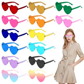 14 Brillen Herz Sonnenbrillen für Damen,Party Brillen,Farbe Herz Brille,Heart Shaped Brille,Herzbrille,Hippie Brille,Party Sonnenbrillen Set für Party Zubehör,Foto Requisiten, Geburtstag,Fasching