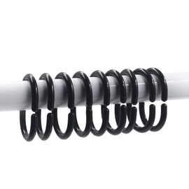 Black Shower Curtain Hooks, 24pcs Plastic Shower Curtain Rings, C Rings Hook Hanger for Bathroom Shower Window Rod