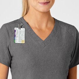 WonderWink W123 Women’s Stylized V-Neck Scrub Top — Charcoal Heather, Large