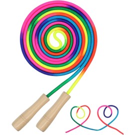 16 FT Long Jump Rope for Kids, Adjustable Double Dutch Skipping Rope with Wooden Handle, Multiplayer Team Jumping Rope for Outdoor Fun, School Sport, Party Game, Birthday Gift
