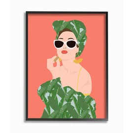 Stupell Industries Female Glamour in Tropical Fashion Lip Cosmetic Wall Art, 11 x 14, Pink