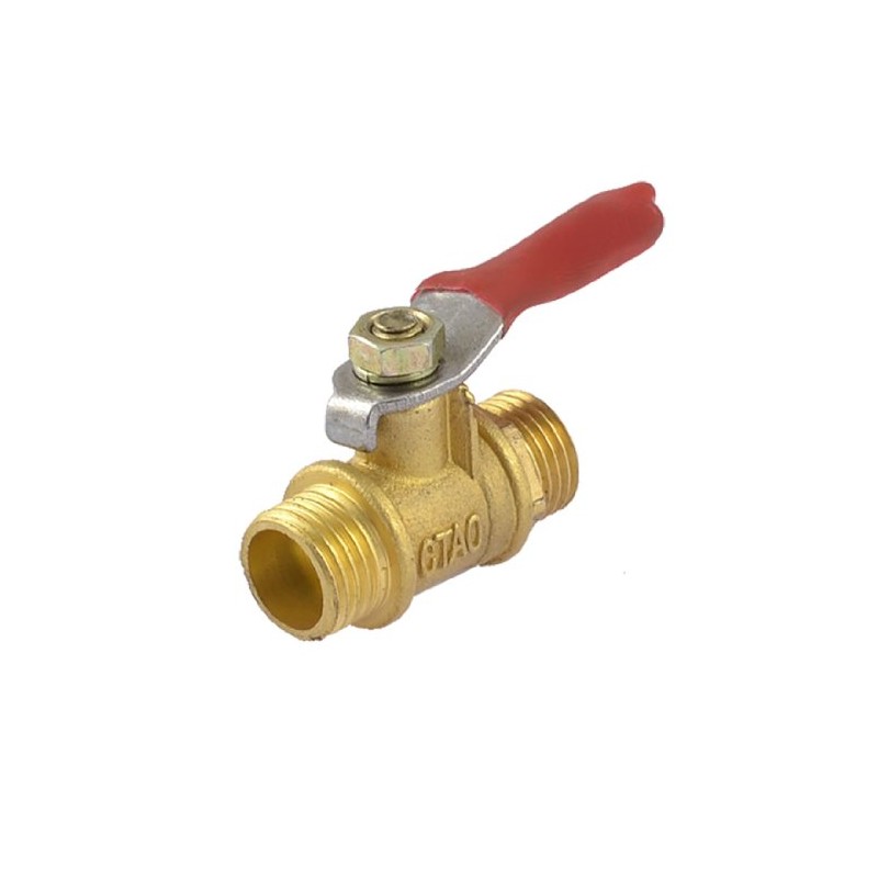 sourcingmap 1/4 BSP 13mm Male Thread Full Port Red Lever