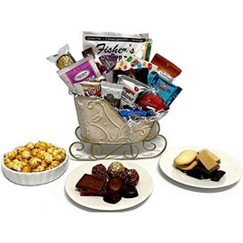 Joyful Sleigh bursting with gourmet chocolates, cookies, and crunches! Perfect for businesses, clients, employees, Christmas, New Year, thank you and more!