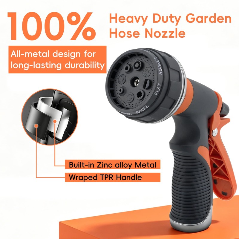 Garden Hose Nozzle Sprayer Heavy Duty Metal Spray Nozzles 8