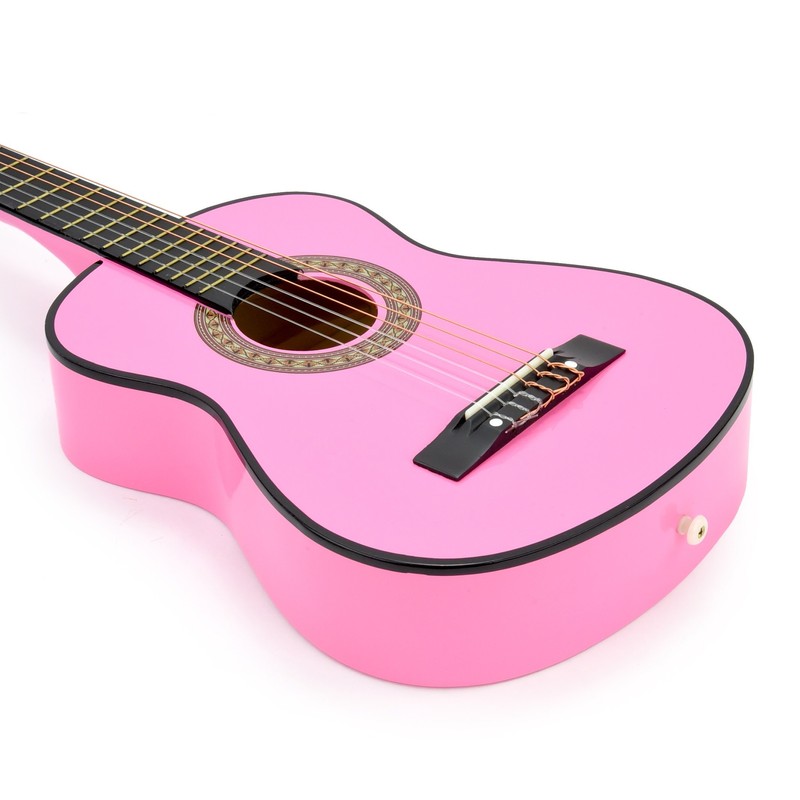 NEW! 30" Left Handed Pink Wood Guitar With Case and