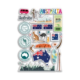 A4 Sticker Sheet Australia Landmarks Vinyl Stickers - Sydney City Country Map Airport Stamp Skyline Flag Travel Holiday Culture Aesthetic #79977