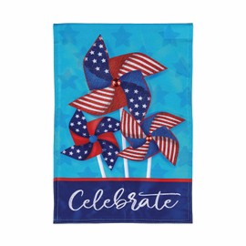 Evergreen Flag Patriotic Garden Flag 12x18 Double Sided, Patriotic House Flags For Outside, Small American Flag for Yard Porch Garden (Pinwheel)