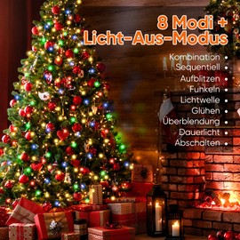 SALCAR 3 m Christmas Tree Fairy Lights with Ring, 10 Strands, 350 LEDs, Waterproof, for Covering 120 to 350 cm Christmas Trees, Colourful