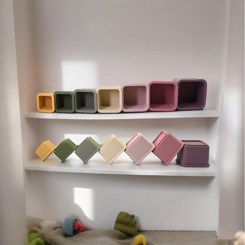 Kinderoo Silicone Stacking Nesting Cups, Square