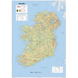 Detailed Physical Ireland Poster Map - 23.3 x 16.5 Inches - Paper Laminated