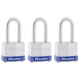 Master Lock Outdoor Padlocks, Lock Set with Keys, Keyed Alike Padlocks with Long Hardened Shackles That Resist Cutting for Gates, Sheds, Fences, 3 Pack, 3TRILF