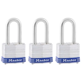 Master Lock Outdoor Padlocks, Lock Set with Keys, Keyed Alike Padlocks with Long Hardened Shackles That Resist Cutting for Gates, Sheds, Fences, 3 Pack, 3TRILF